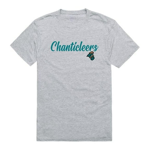 W Republic 554-116-HGY-01 Coastal Carolina University Script T-Shirt, Heather Grey - Small