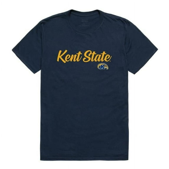 W Republic 554-128-NVY-02 Kent State University Script T-Shirt, Navy - Medium