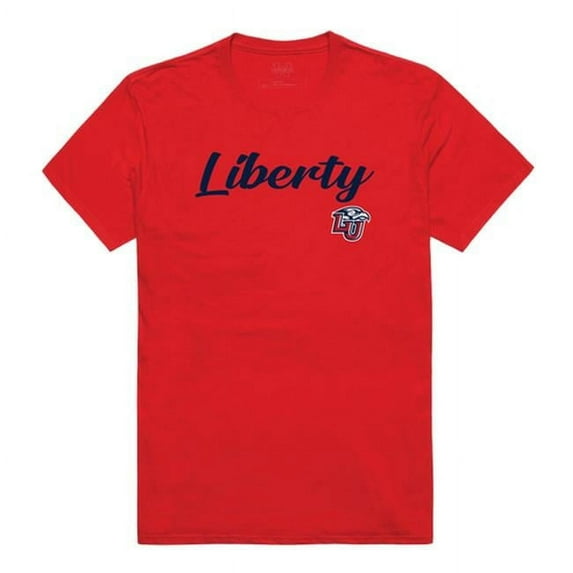 W Republic 554-129-RED-01 Liberty University Script T-Shirt, Red - Small