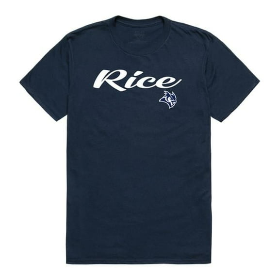 W Republic 554-172-NVY-04 Rice University Script T-Shirt, Navy - Extra Large