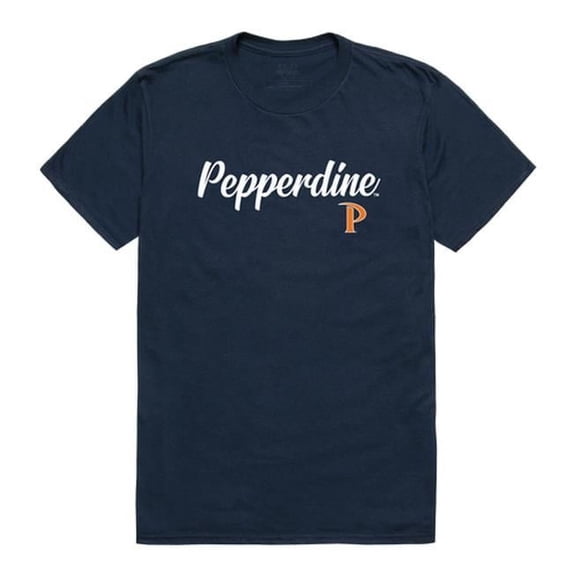 W Republic 554-196-NVY-01 Men Pepperdine Waves Script T-Shirt, Navy - Small