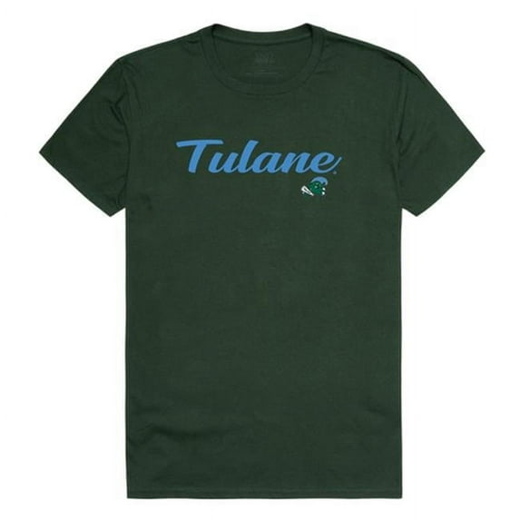 W Republic 554-198-FOR-01 Men Tulane Green Wave Script T-Shirt, Forest Green - Small
