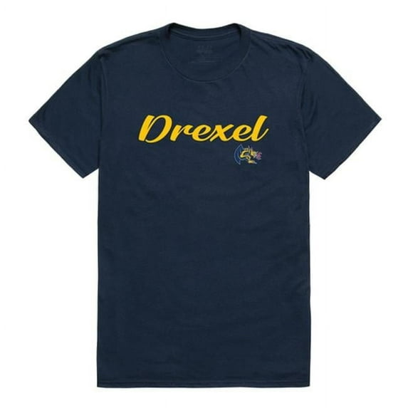 W Republic 554-215-NVY-02 Men Drexel University Dragons Script T-Shirt, Navy - Medium