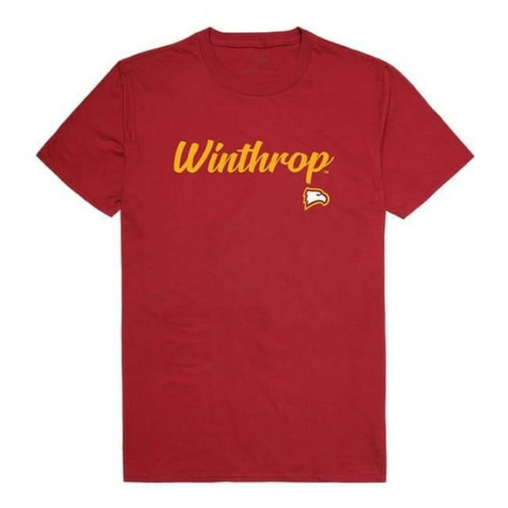 W Republic 554-255-CAR-03 Winthrop University Mens Script T-Shirt, Cardinal - Large