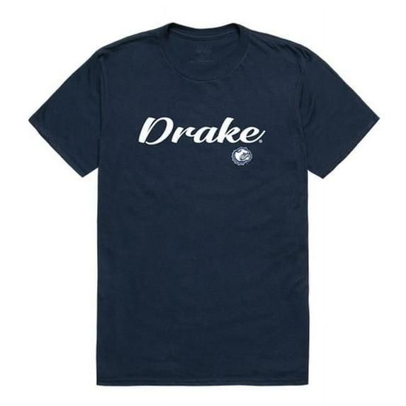 W Republic 554-292-NVY-03 Men Drake University Bulldogs Script T-Shirt, Navy - Large