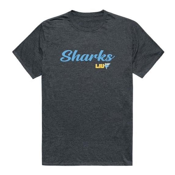 W Republic 554-329-HCH-01 Men Long Island Sharks Script T-Shirt, Heather Charcoal - Small