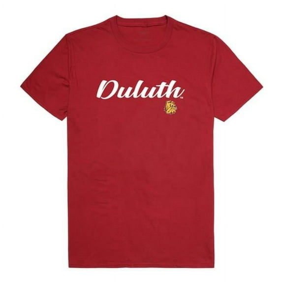 W Republic 554-344-CAR-02 Men Minnesota Duluth Bulldogs Script T-Shirt, Cardinal Red - Medium