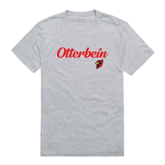 W Republic 554-361-HGY-03 Men Otterbein University Cardinals Script T-Shirt, Heather Grey - Large
