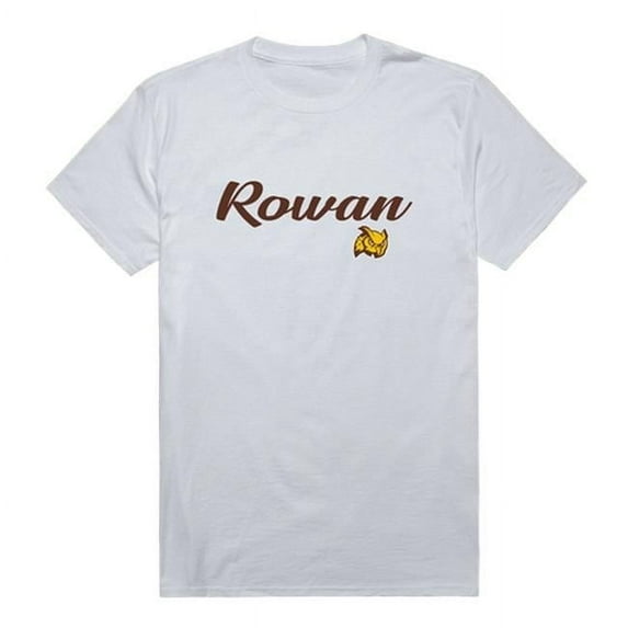 W Republic 554-371-WHT-03 Men Rowan University Script T-Shirt, White - Large