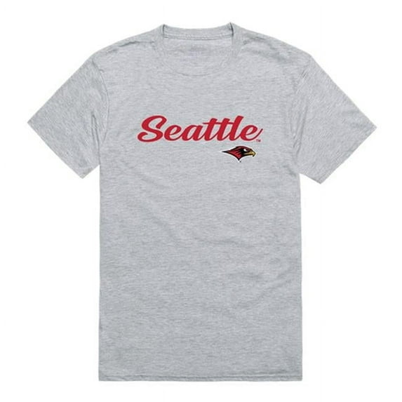 W Republic 554-378-HGY-01 Men Seattle University Redhawks Script T-Shirt, Heather Grey - Small