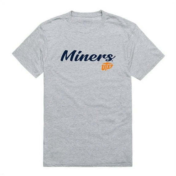 W Republic 554-434-HGY-04 Men Utep Miners Script T-Shirt, Heather Grey - Extra Large
