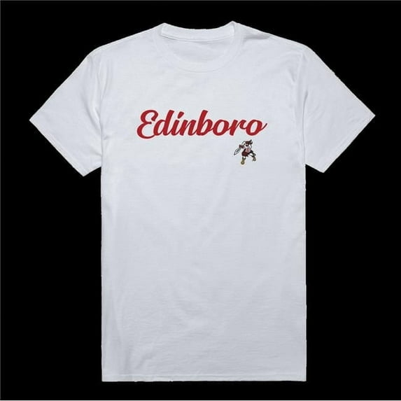 W Republic 554-516-WHT-01 Edinboro University Fighting Scots Script T-Shirt, White - Small
