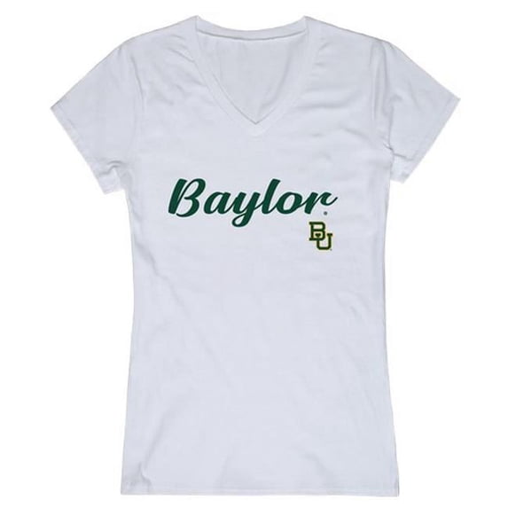 W Republic 555-110-WHT-03 Baylor University Womens Script T-Shirt, White - Large
