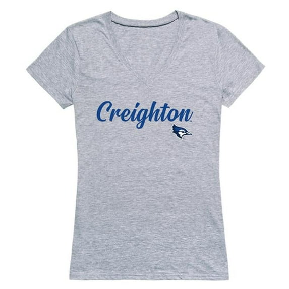 W Republic 555-118-HGY-05 Creighton University Womens Script T-Shirt, Heather Gray - 2XL
