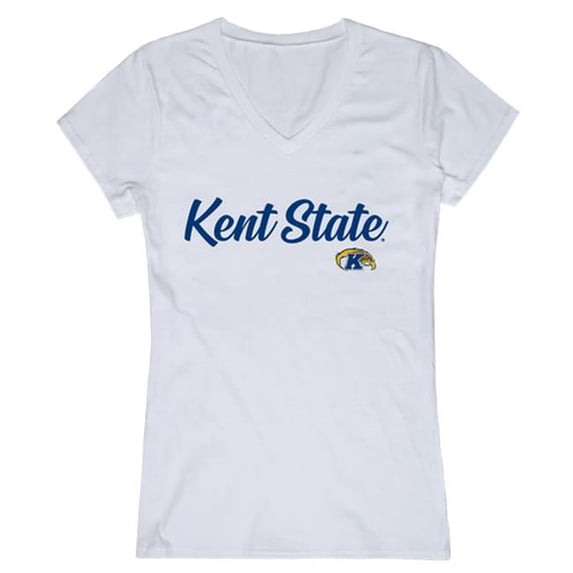 W Republic 555-128-WHT-02 Kent State University Womens Script T-Shirt, White - Medium