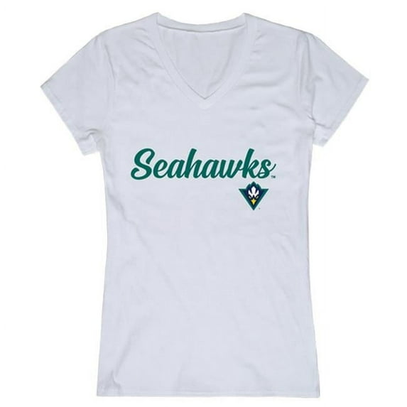 W Republic 555-139-WHT-01 University of North Carolina at Wilmington Womens Script T-Shirt, White - Small