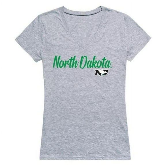 W Republic 555-141-HGY-05 University of North Dakota Womens Script T-Shirt, Heather Gray - 2XL