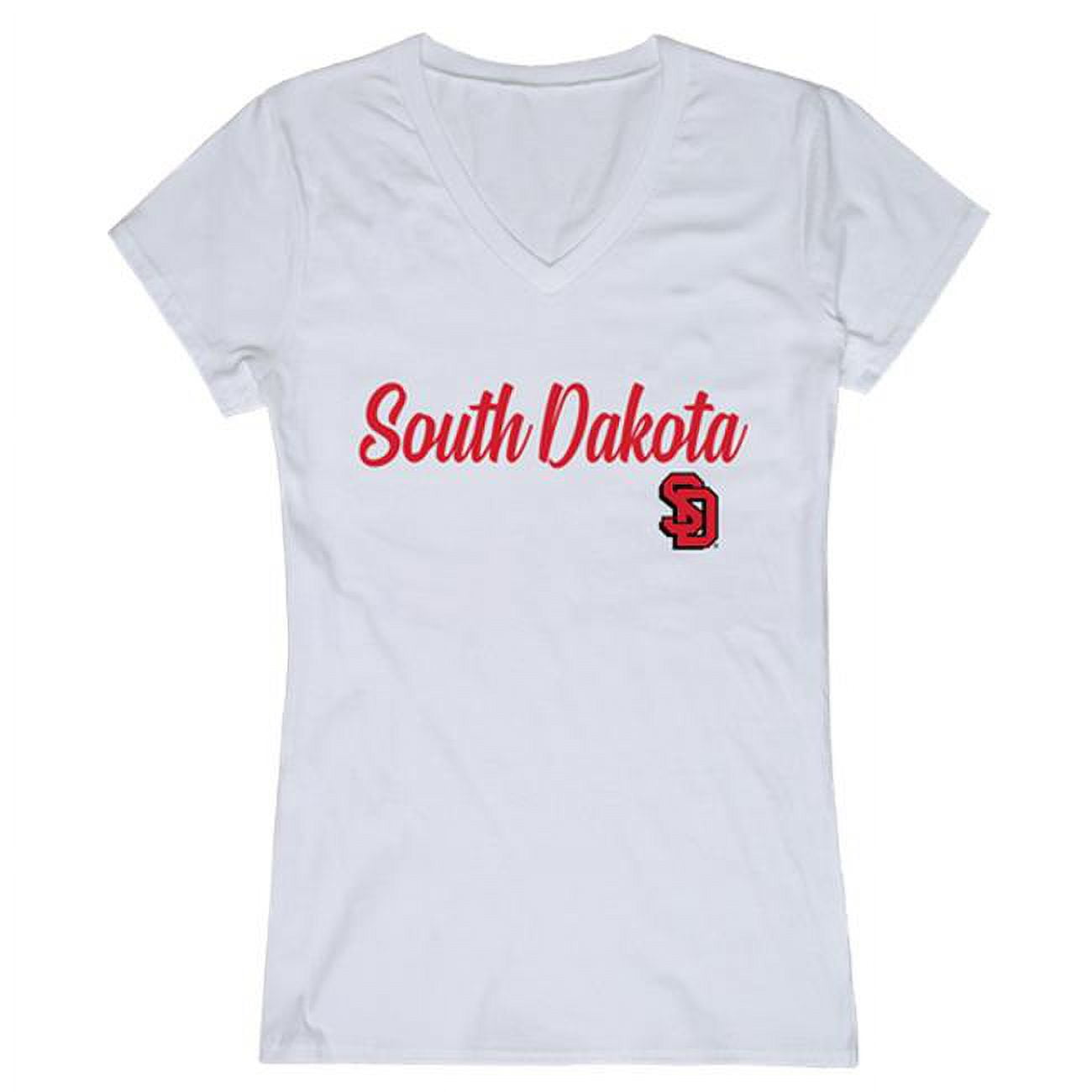 W Republic 555-148-WHT-05 University of South Dakota Womens Script T-Shirt,  White - 2XL