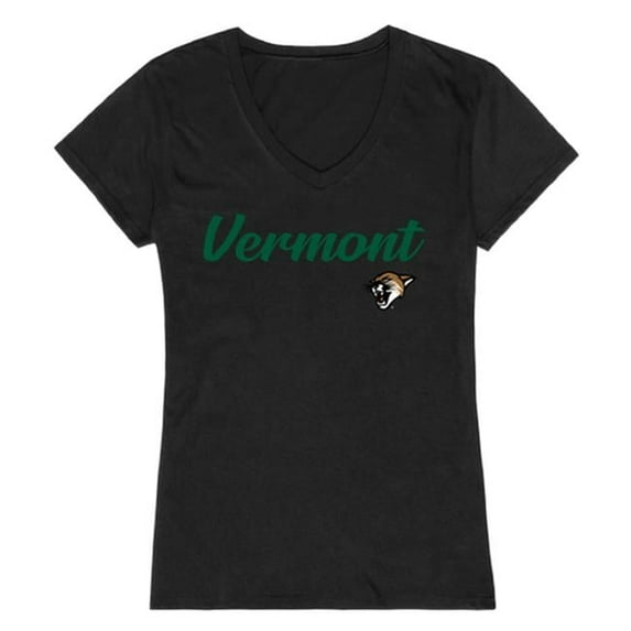 W Republic 555-155-BLK-03 Women Vermont Catamounts Script T-Shirt, Black - Large