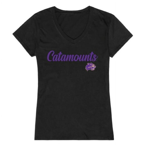 W Republic 555-156-BLK-03 Women Western Carolina Catamounts Script T-Shirt, Black - Large
