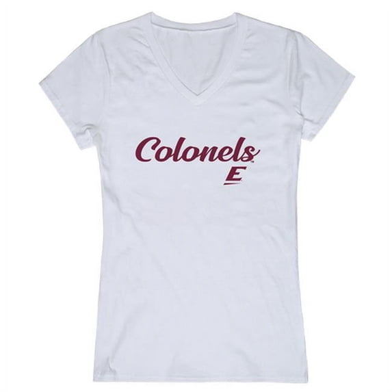 W Republic 555-217-WHT-05 Women Eastern Kentucky Colonels Script T-Shirt, White - 2XL