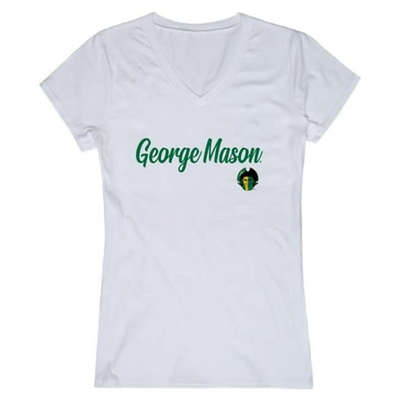 W Republic 555-221-WHT-01 Women George Mason Patriots Script T-Shirt, White - Small