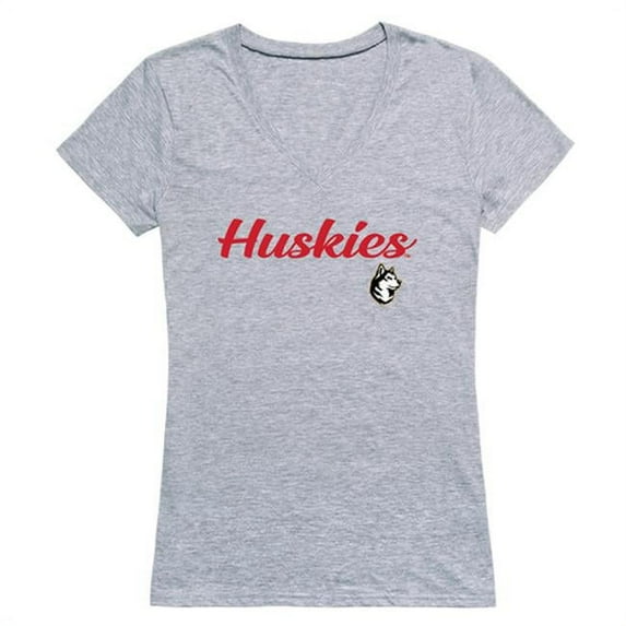 W Republic 555-226-HGY-05 Women Northeastern Huskies Script T-Shirt, Heather Grey - 2XL