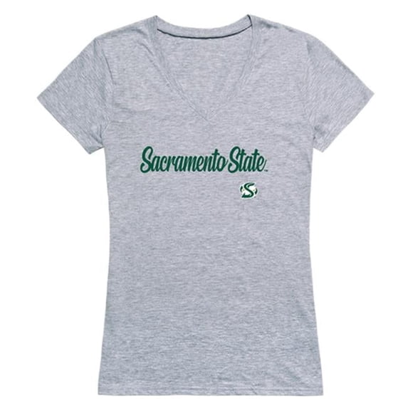 W Republic 555-231-HGY-01 Women Sacramento State Hornets Script T-Shirt, Heather Grey - Small