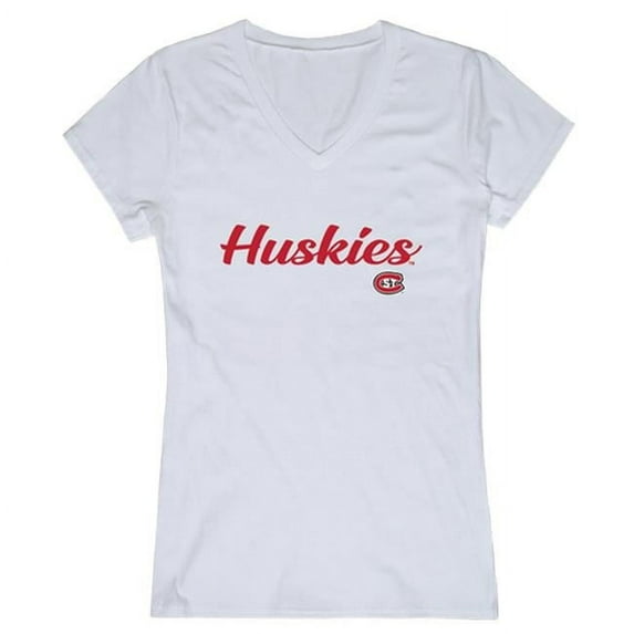 W Republic 555-237-WHT-05 Women Saint Cloud State Huskies Script T-Shirt, White - 2XL