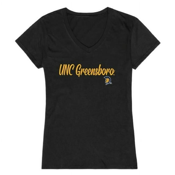 W Republic 555-245-BLK-01 Women North Carolina Greensboro Spartans Script T-Shirt, Black - Small