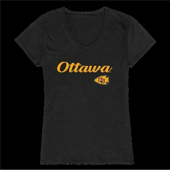 W Republic 555-253-BLK-03 University of Ottawa Braves Script Women T-Shirt, Black - Large