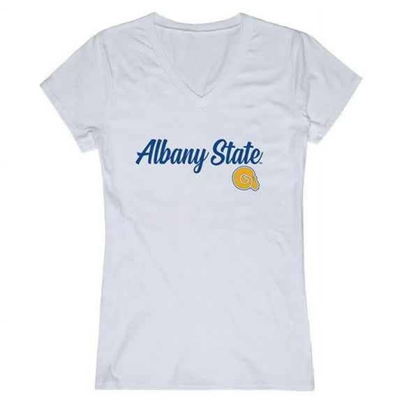 W Republic 555-260-WHT-02 Women Albany State Golden Rams Script T-Shirt, White - Medium