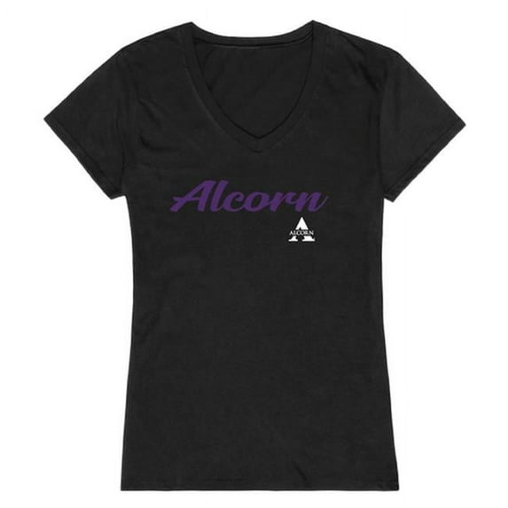 W Republic 555-261-BLK-03 Women Alcorn State Bravehawks Script T-Shirt, Black - Large