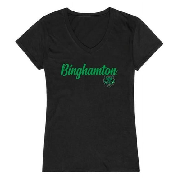 W Republic 555-267-BLK-04 Women Binghamton University Bearcats Script T-Shirt, Black - Extra Large