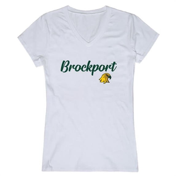 W Republic 555-271-WHT-04 Women College At Brockport Script T-Shirt, White - Extra Large