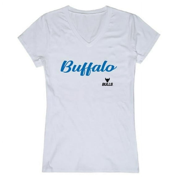 W Republic 555-274-WHT-04 Women Buffalo Bulls Script T-Shirt, White - Extra Large