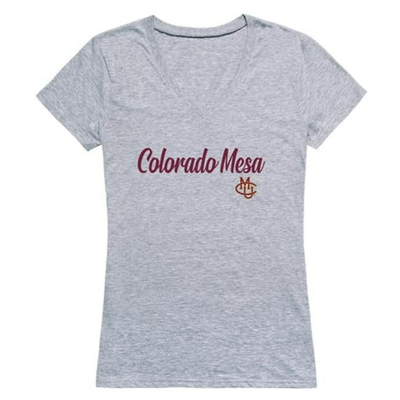 W Republic 555-284-HGY-01 Women Colorado Mesa University Mavericks Script T-Shirt, Heather Grey - Small