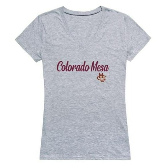 W Republic 555-284-HGY-03 Women Colorado Mesa University Mavericks Script T-Shirt, Heather Grey - Large