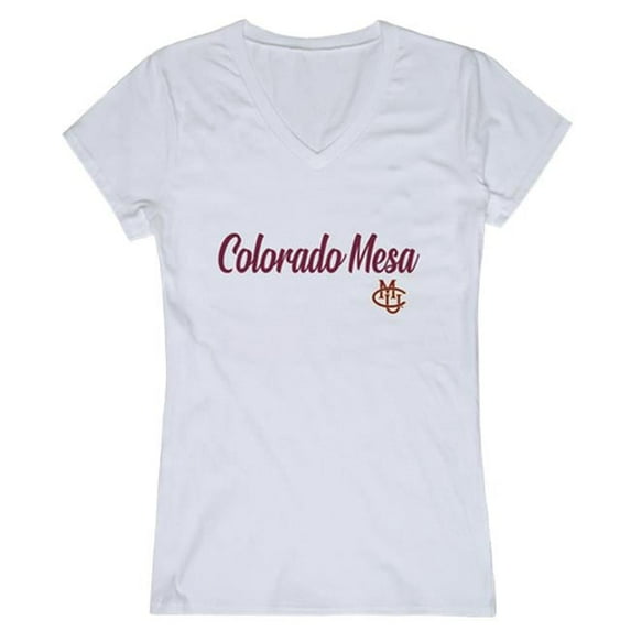 W Republic 555-284-WHT-01 Women Colorado Mesa University Mavericks Script T-Shirt, White - Small