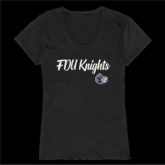 W Republic 555-300-BK3-01 Fairleigh Dickinson Knights Script Womens T-Shirt, Black - Small