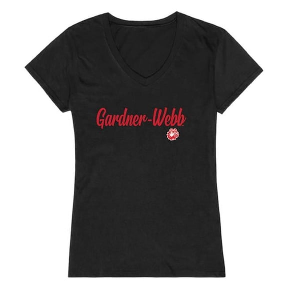 W Republic 555-307-BK2-04 Gardner-Webb University Runnin Bulldogs Women Script Short Sleeve T-Shirt, Black - Extra Large