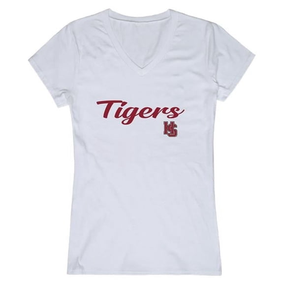 W Republic 555-309-WHT-04 Hampden-Sydney College Script T-Shirt for Women, White - Extra Large