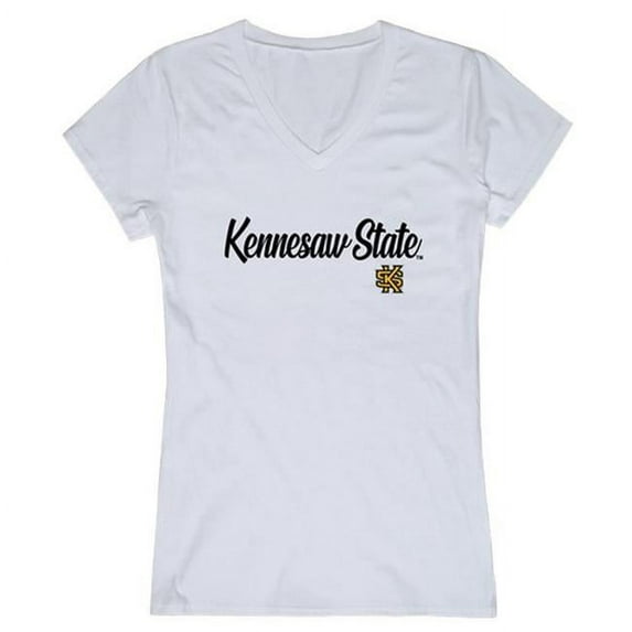 W Republic 555-320-WHT-04 Kennesaw State University Script T-Shirt for Women, White - Extra Large