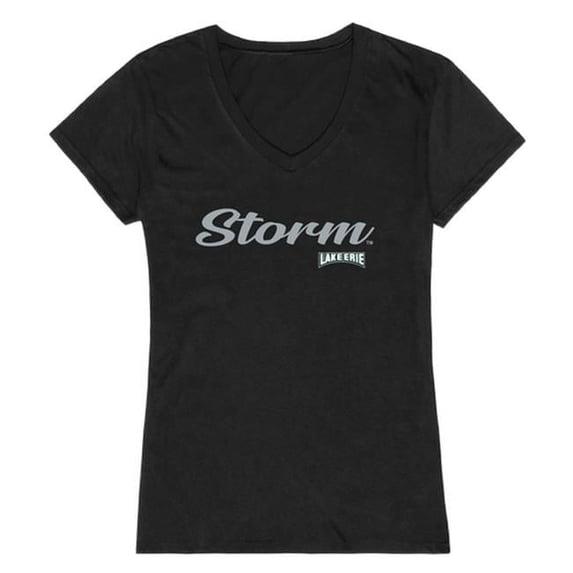 W Republic 555-324-BLK-05 Lake Erie College Script T-Shirt for Women, Black - 2XL