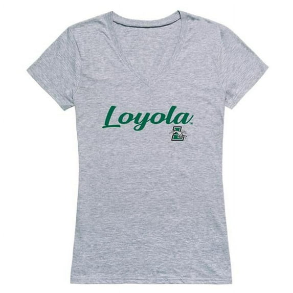 W Republic 555-332-HGY-02 Loyola University Maryland Script T-Shirt for Women, Heather Grey - Medium