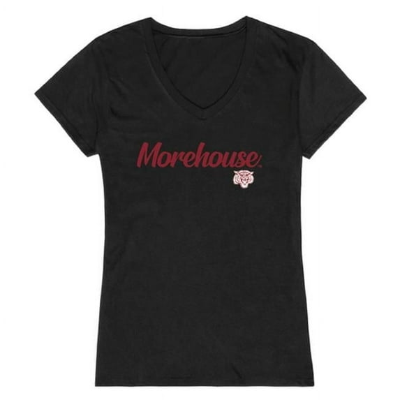 W Republic 555-346-BLK-02 Morehouse College Script T-Shirt for Women, Black - Medium