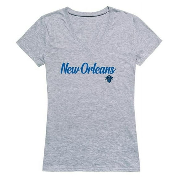 W Republic 555-349-HGY-01 University of New Orleans Script T-Shirt for Women, Heather Grey - Small