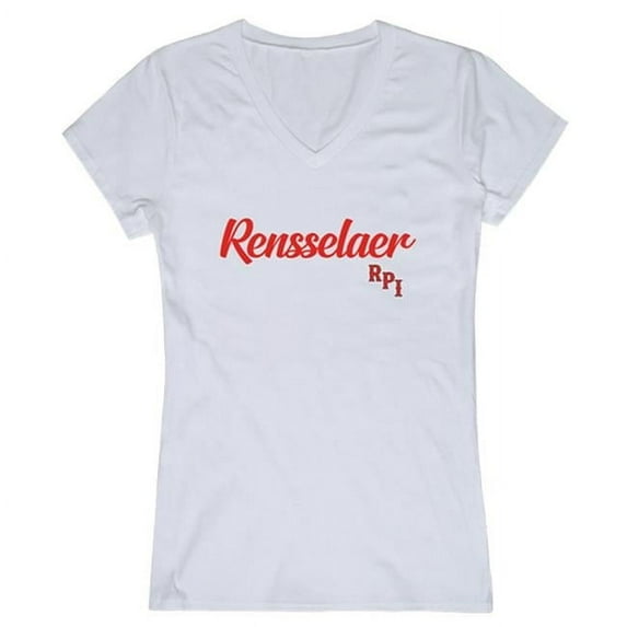 W Republic 555-367-WHT-03 Rensselaer Polytechnic Institute Script T-Shirt for Women, White - Large