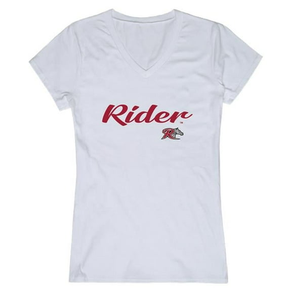 W Republic 555-368-WHT-01 Rider University Script T-Shirt for Women, White - Small
