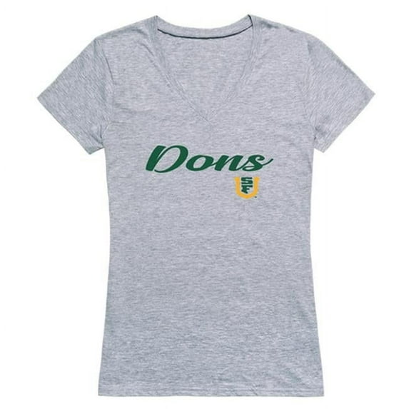 W Republic 555-377-HGY-02 University of San Francisco Script T-Shirt for Women, Heather Grey - Medium